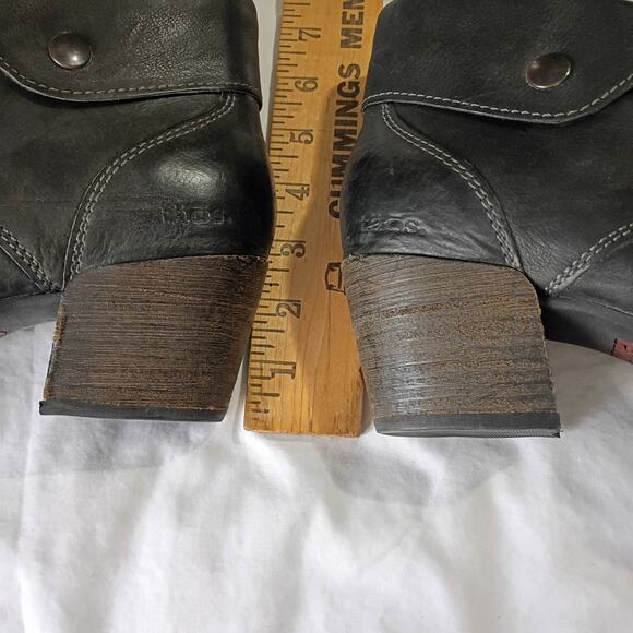 TAOS Women's 11-11.5(US) 42(Eur) Scribe Booties Black Leather Heeled Lace-Up - Picture 12 of 14